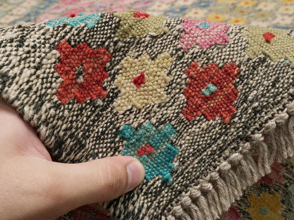 8x10 Ft Wool Kilim Rug - Contemporary Flat Weave - Contemporary Design