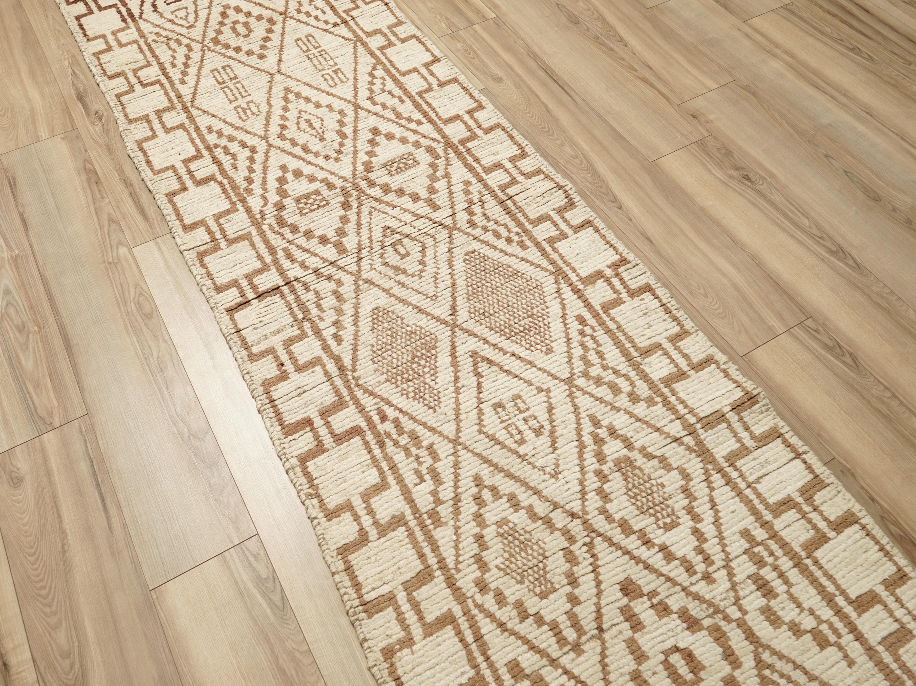 10 Ft Beige Moroccan Runner Rug - Afghan Handmade Hallway Rug
