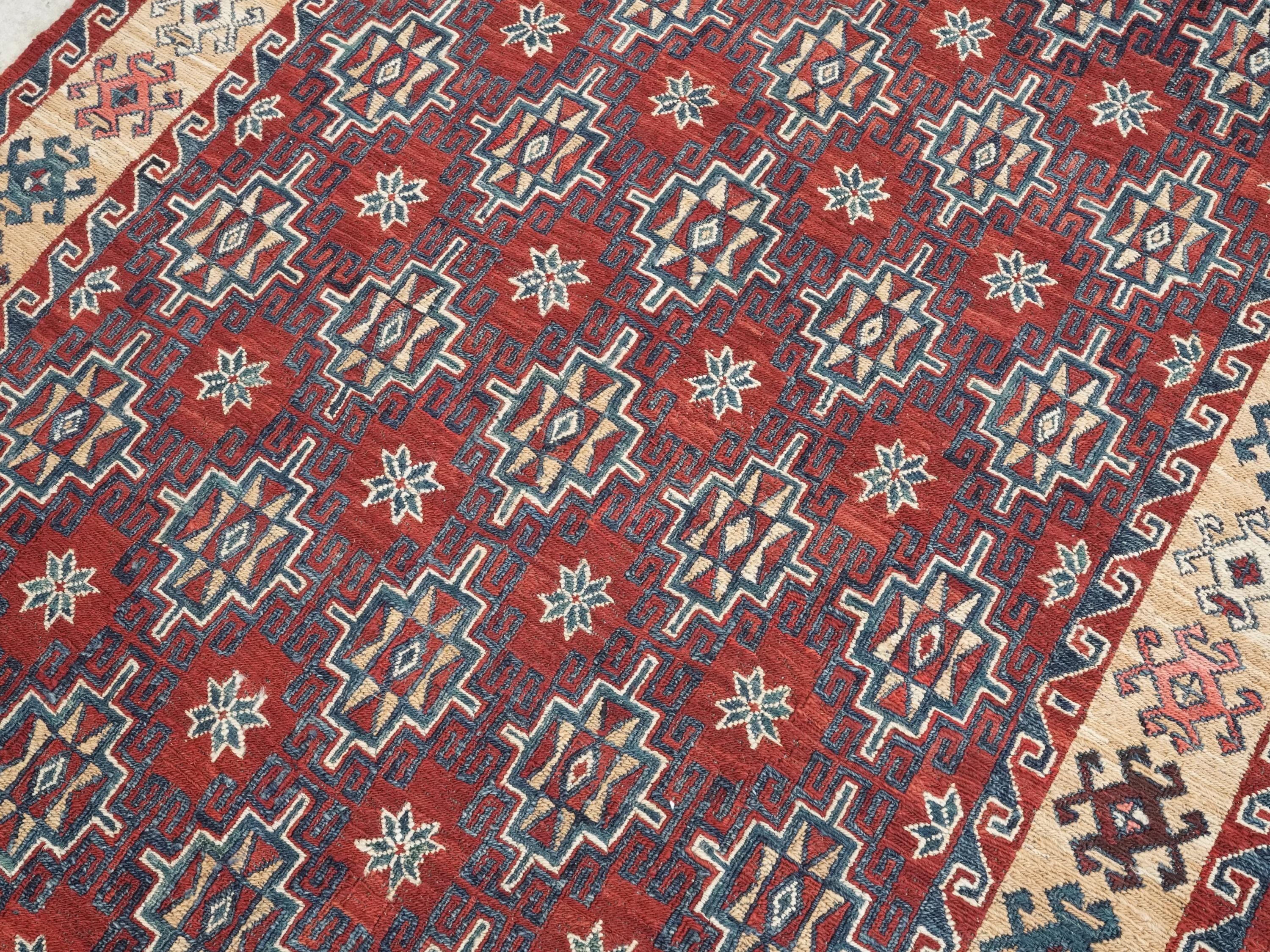 4x6 Ft Red Vintage Kilim Rug - Hand Knotted Afghan Rug