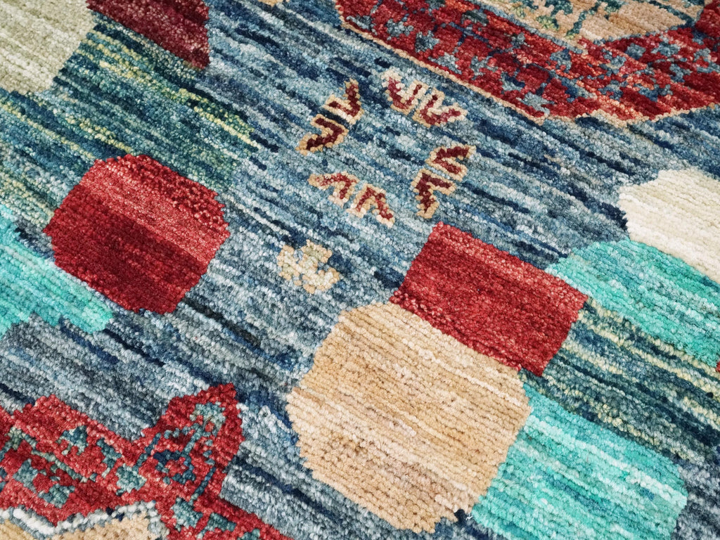 2x5 Ft Blue Mamluk Rug - Hand Knotted Wool Hallway Runner