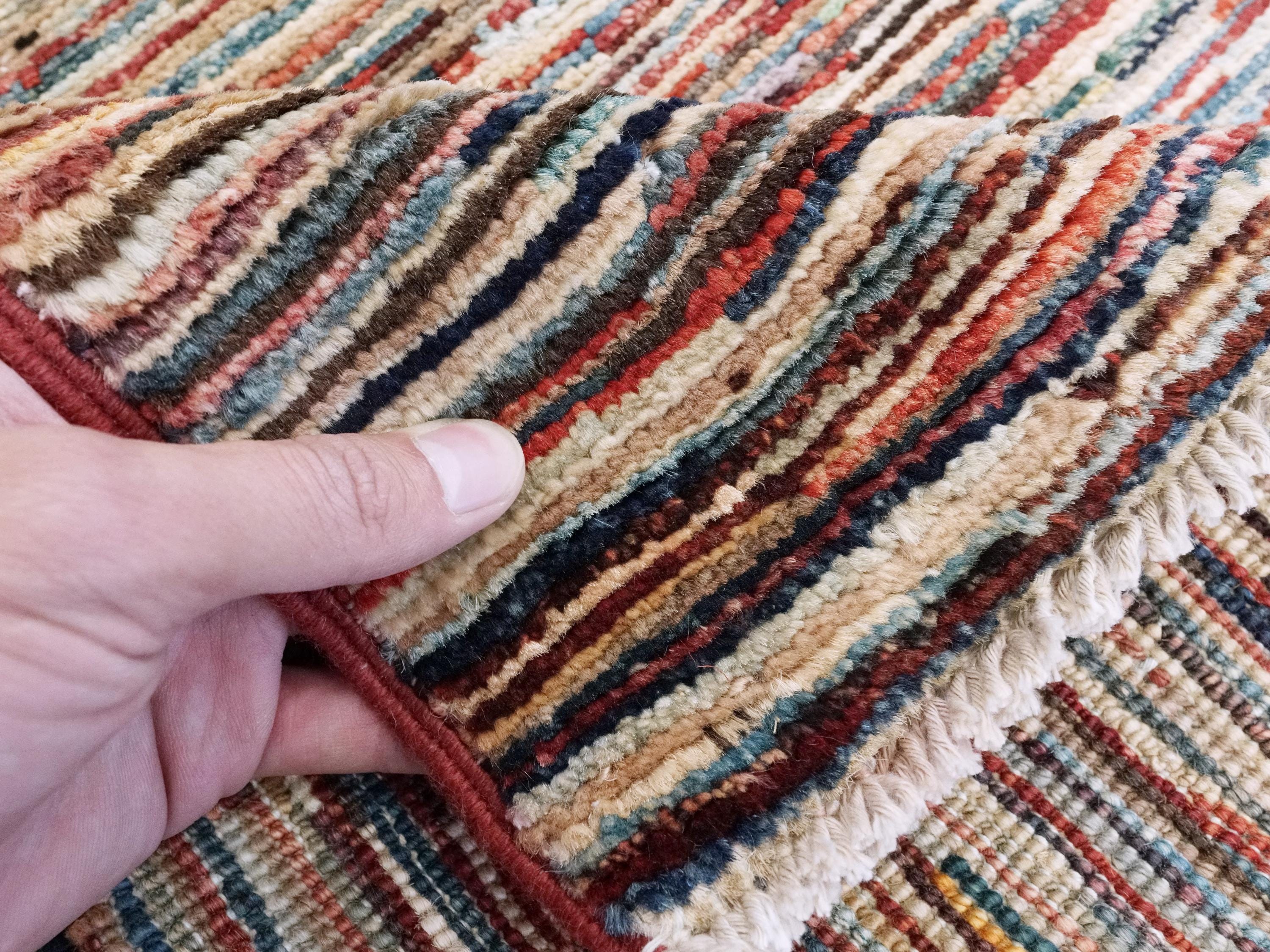 6x9 Ft Multicolor Gabbeh Rug - Afghan Wool Area Rug - Plain Design