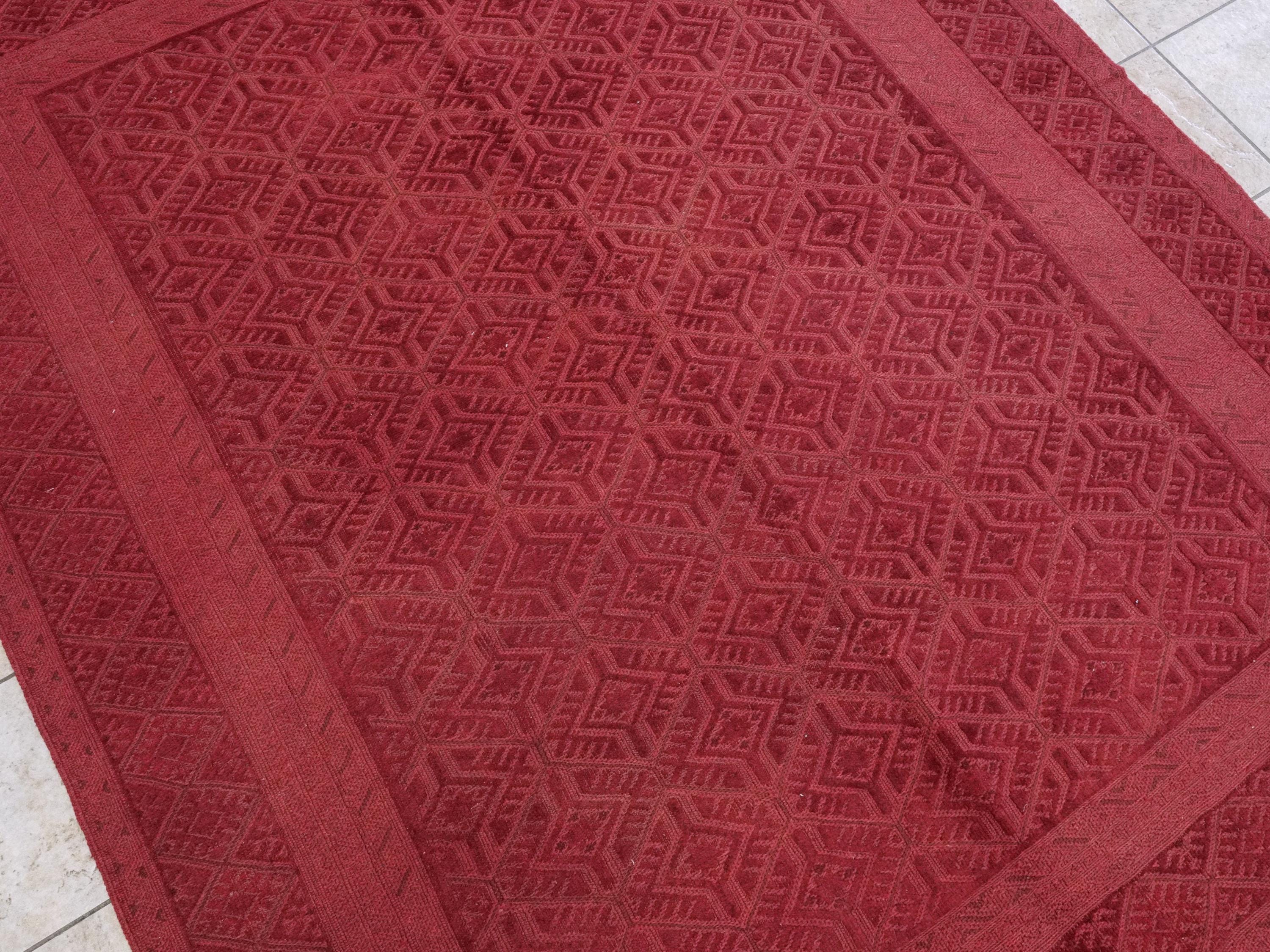 Red Tribal Kilim Rug - 6x8 Ft Hand-Knotted Afghan Wool, Vintage