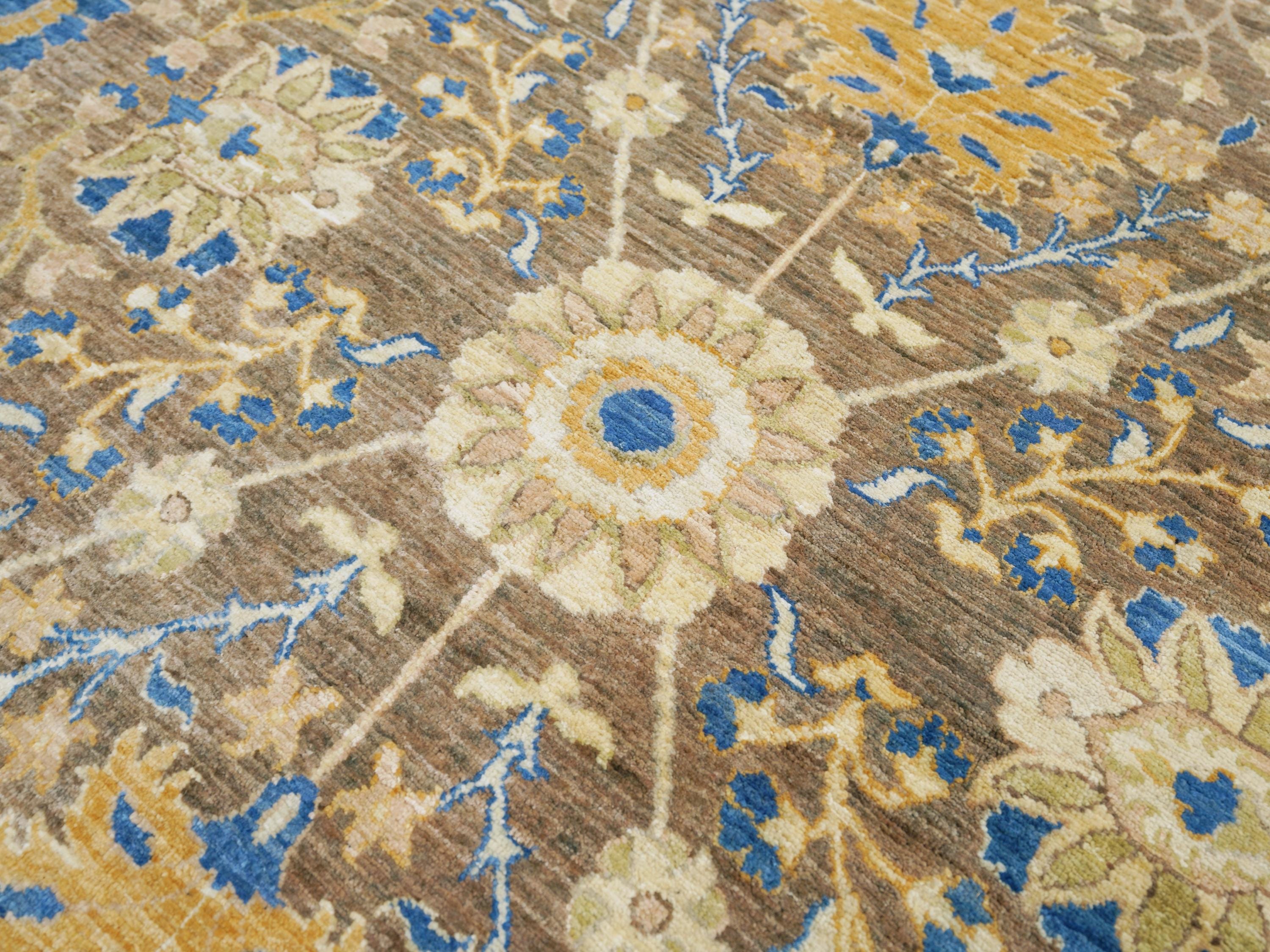 9x13 Ft Brown Bidjar Rug - Hand Knotted Oriental Area Rug - Persian Design