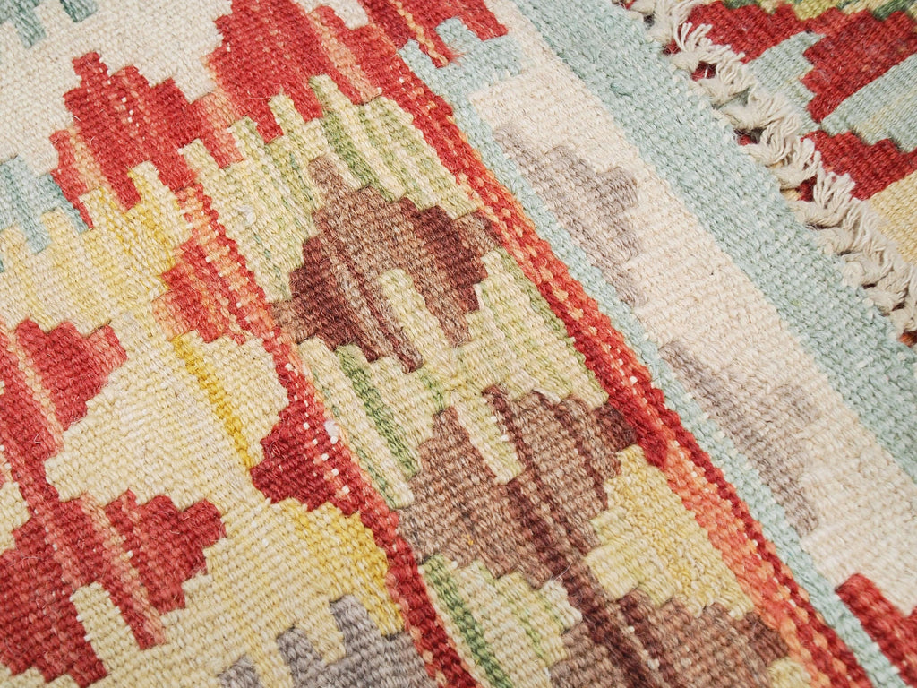 6x8 Ft Red Wool Kilim Rug - Flat Weave Afghan Rug