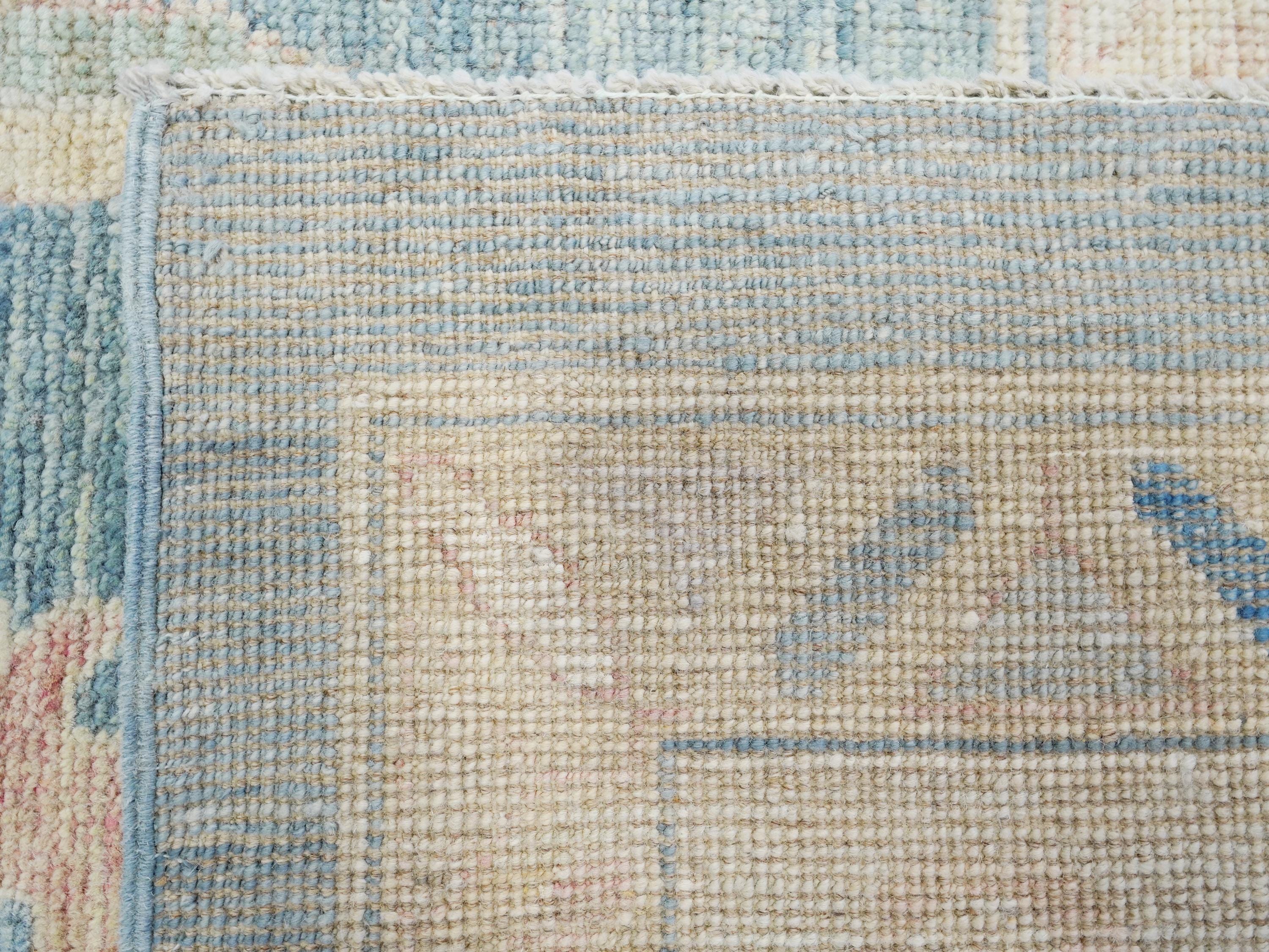 10x14 Ft Light Blue Ushak Rug - Hand Knotted Wool Area Rug