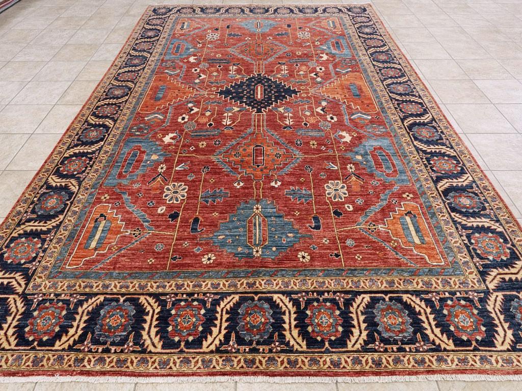 8x12 Ft Red Heriz Rug - Afghan Wool Oriental Rug