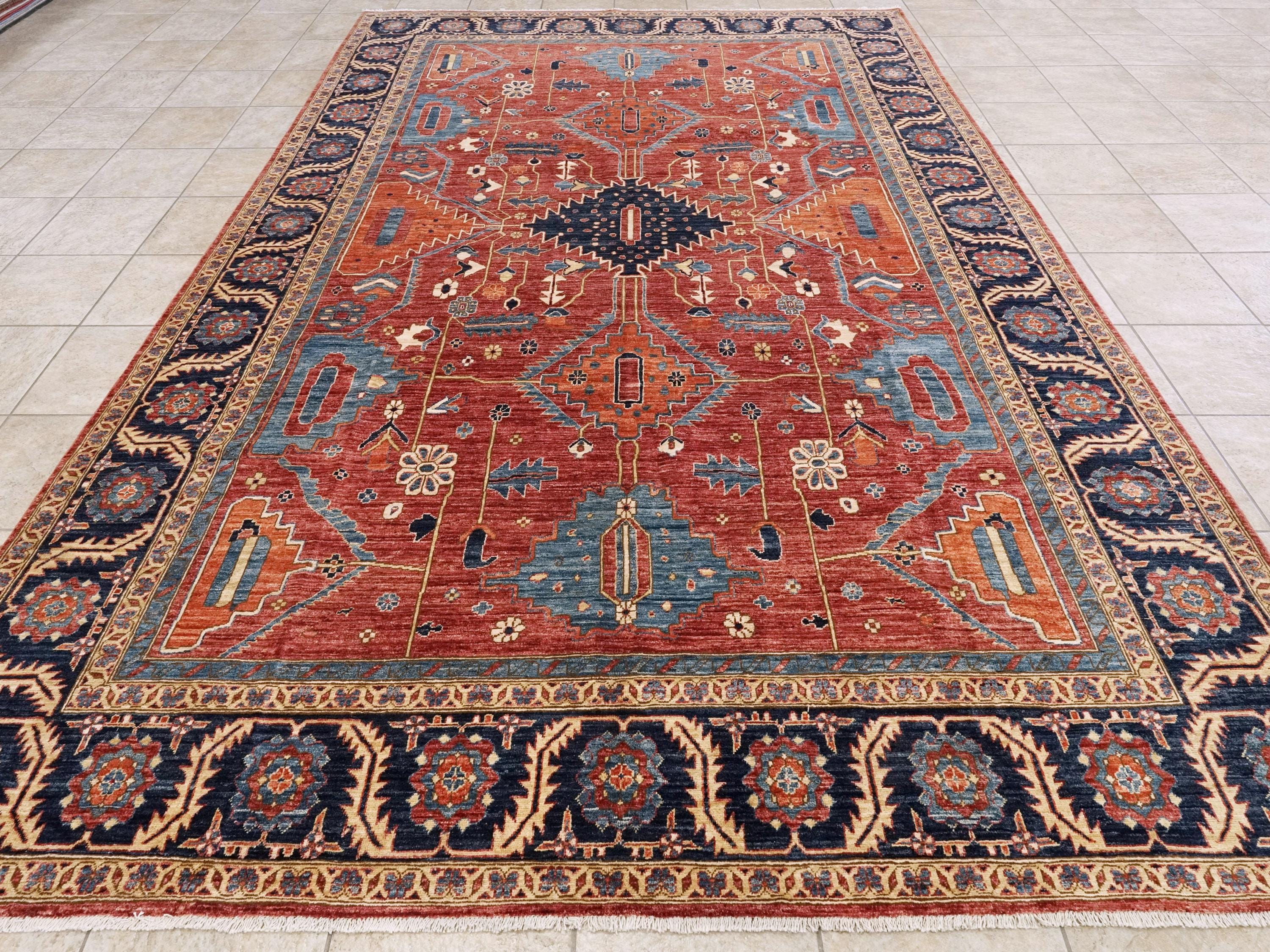 8x12 Ft Red Heriz Rug - Afghan Wool Oriental Rug