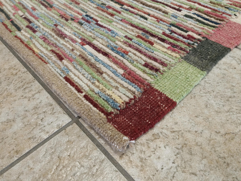 10 Ft Colorful Moroccan Runner Rug - Hand Knotted Wool Hallway Rug