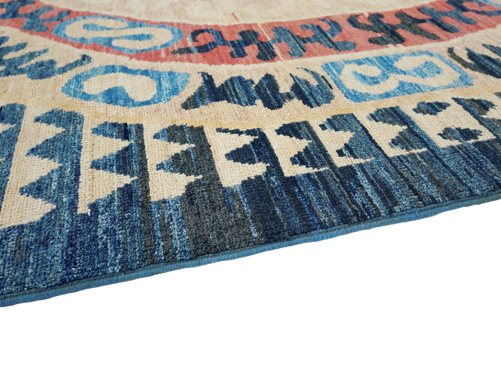 6x9 Ft Antique Tibetan Rug - Beige & Blue Chinese Design
