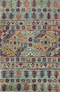 2x3 Ft Handmade Light Blue Khorjin Rug - Afghan Wool Rug