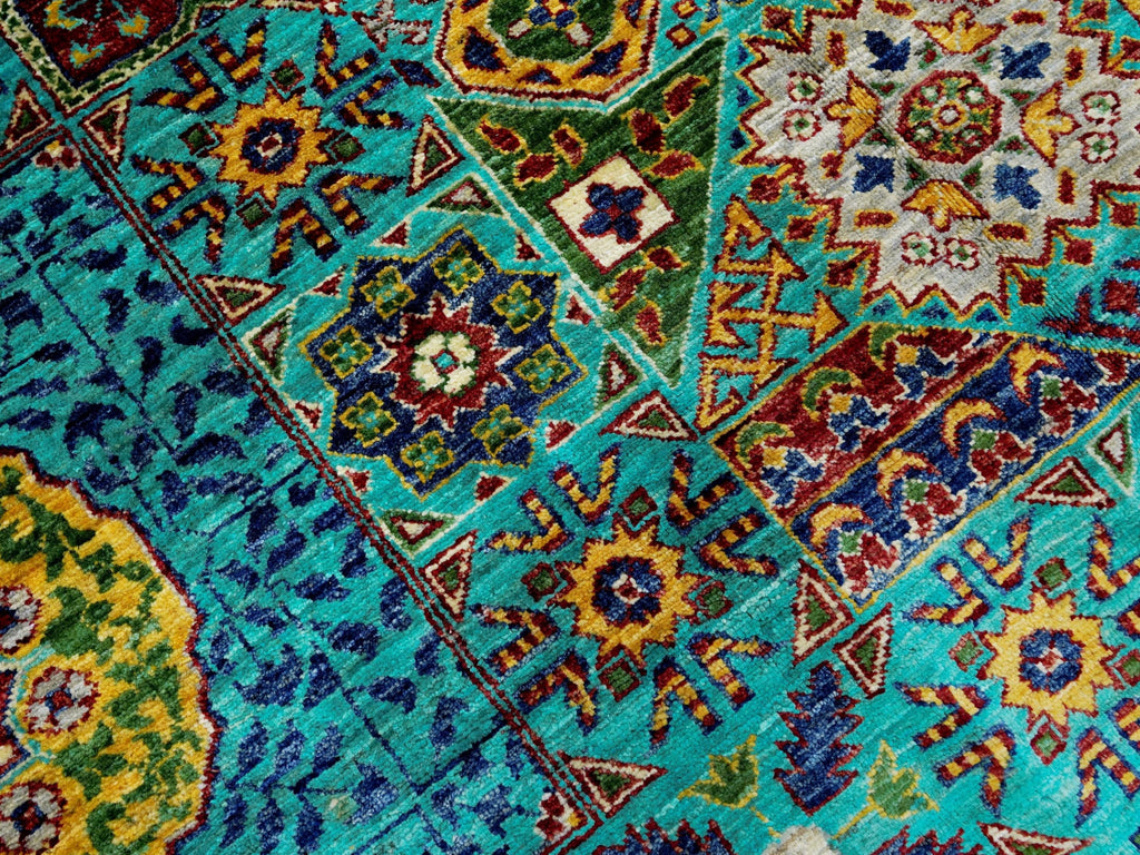 9x12 Ft Green Mamluk Rug - Afghan Oriental Area Rug