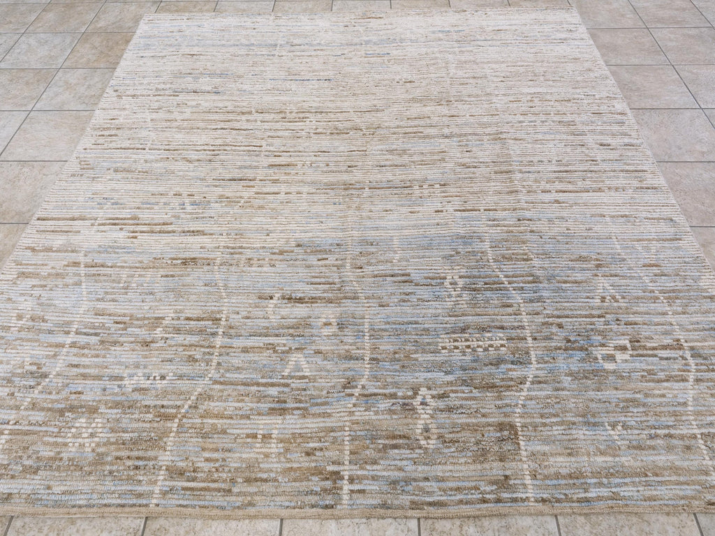 8x8 Ft Light Blue Moroccan Rug - Handmade Wool Area Rug