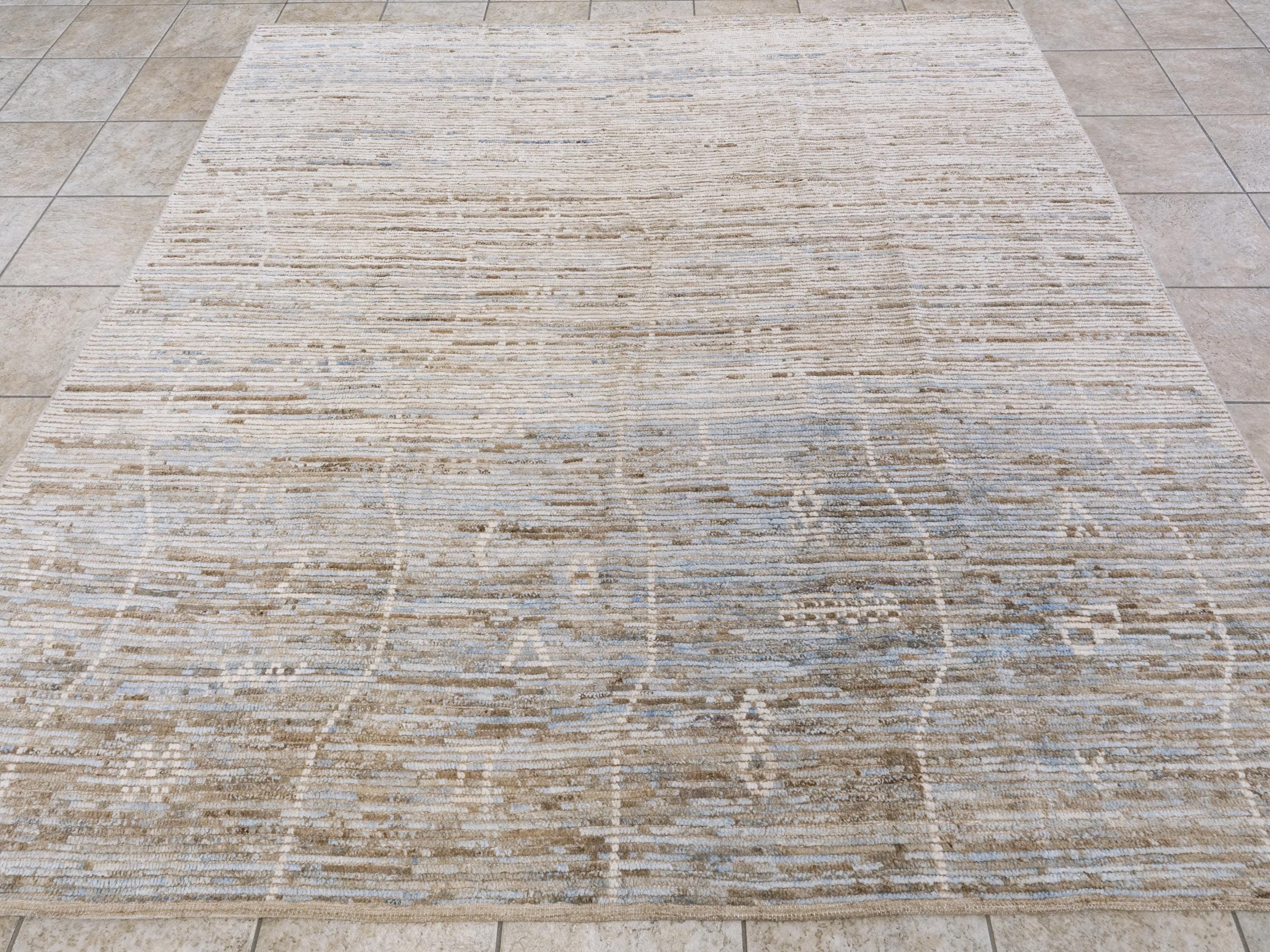 8x8 Ft Light Blue Moroccan Rug - Handmade Wool Area Rug