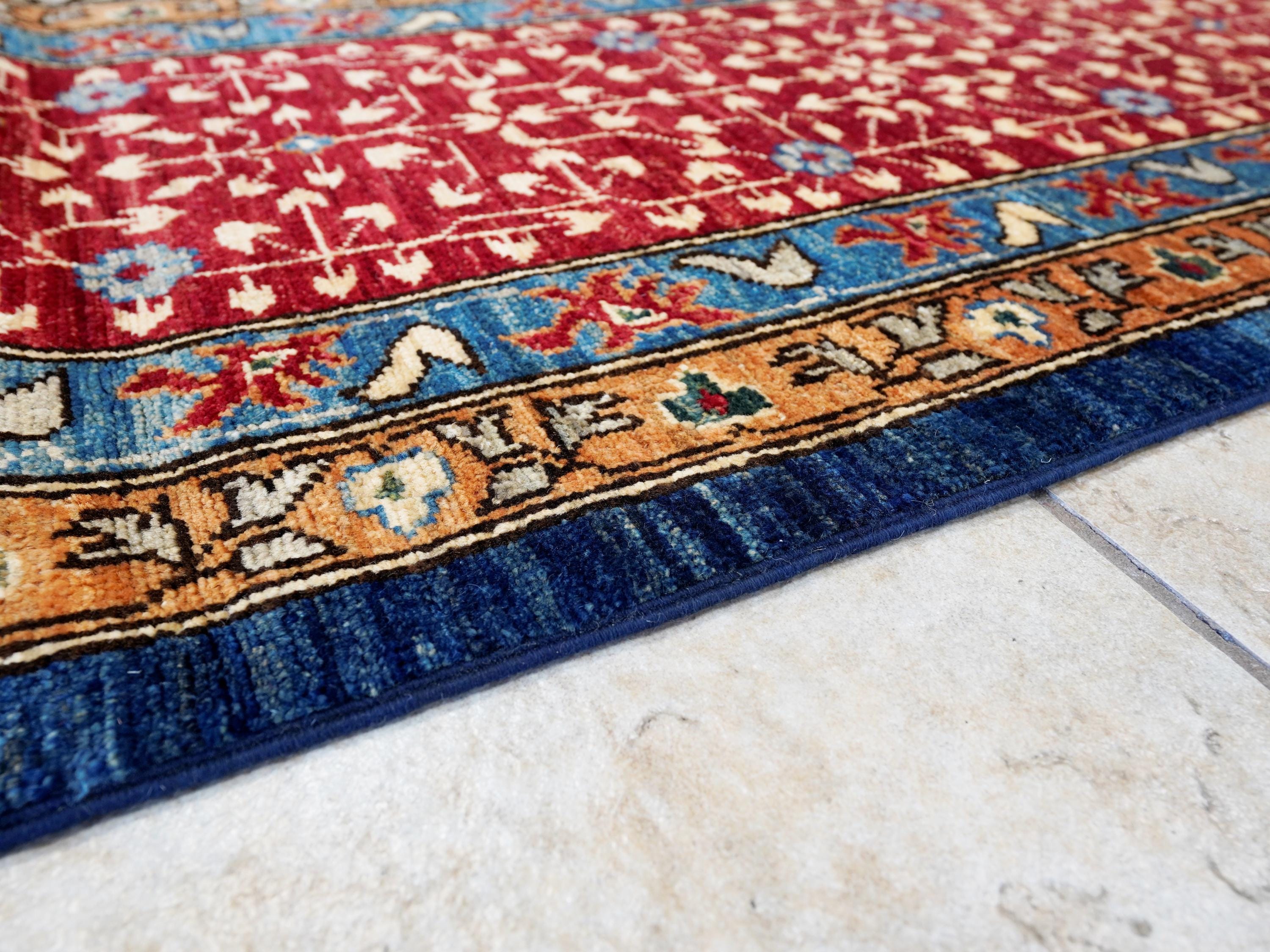 12x15 Ft Red & Blue Mamluk Rug - Handmade Afghan Oriental Rug - Oversize