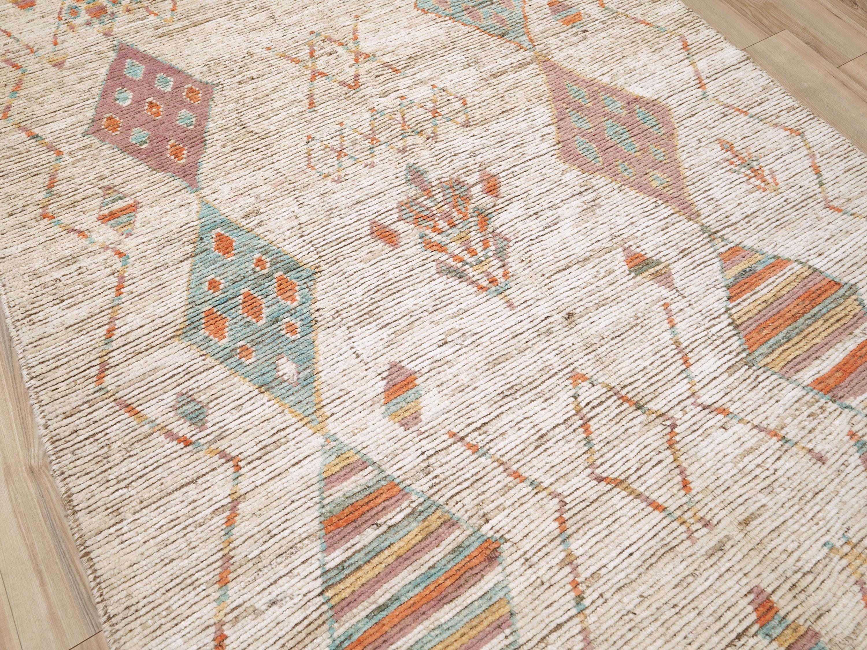 6x9 Ft Handmade Beige Moroccan Rug - Afghan Wool Rug