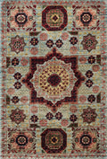 2x3 Ft Light Blue Mamluk Rug - Hand Knotted Ghazni Wool Accent Rug