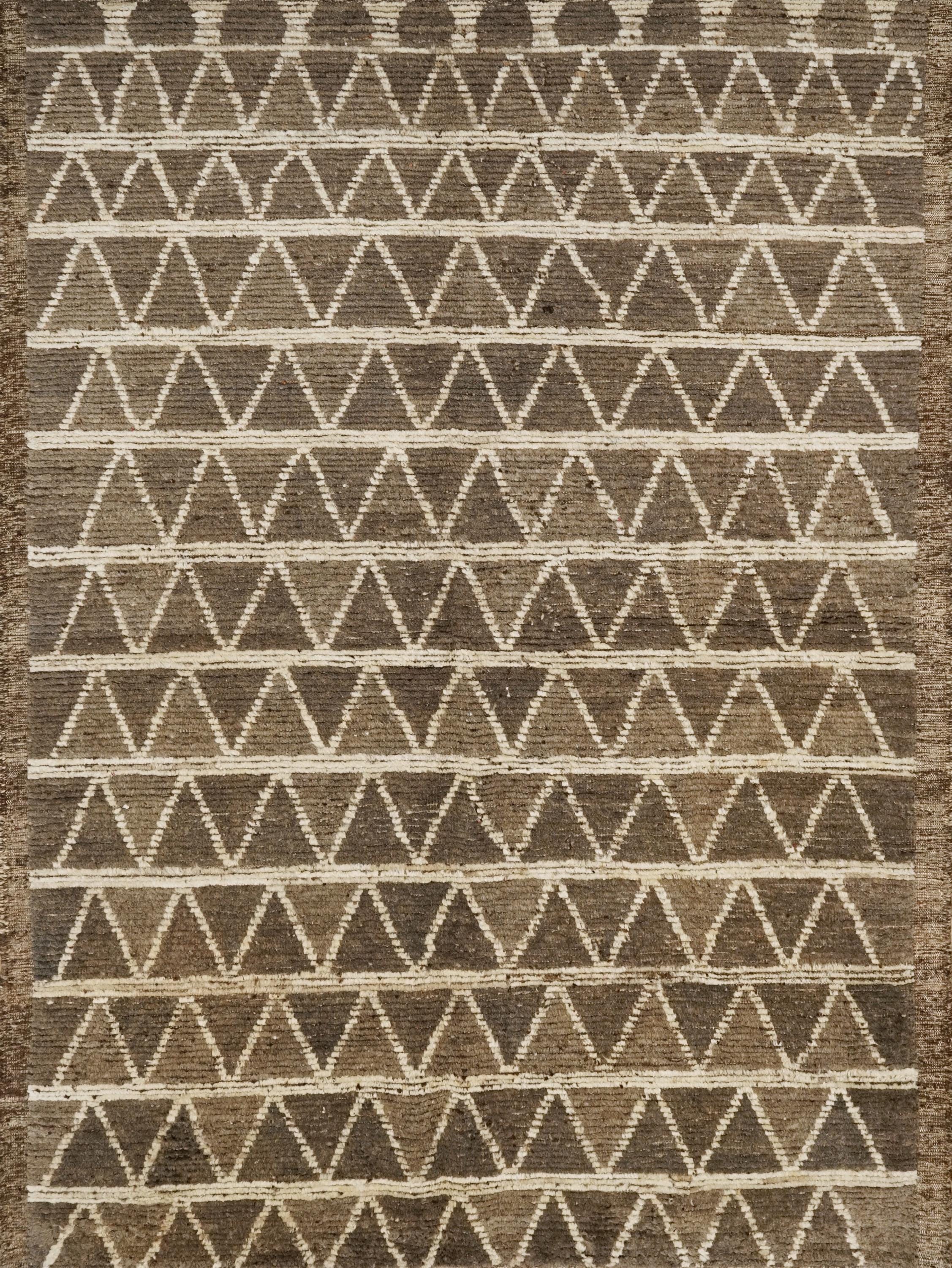 6x8 Ft Brown Moroccan Rug - Geometric Wool Rug