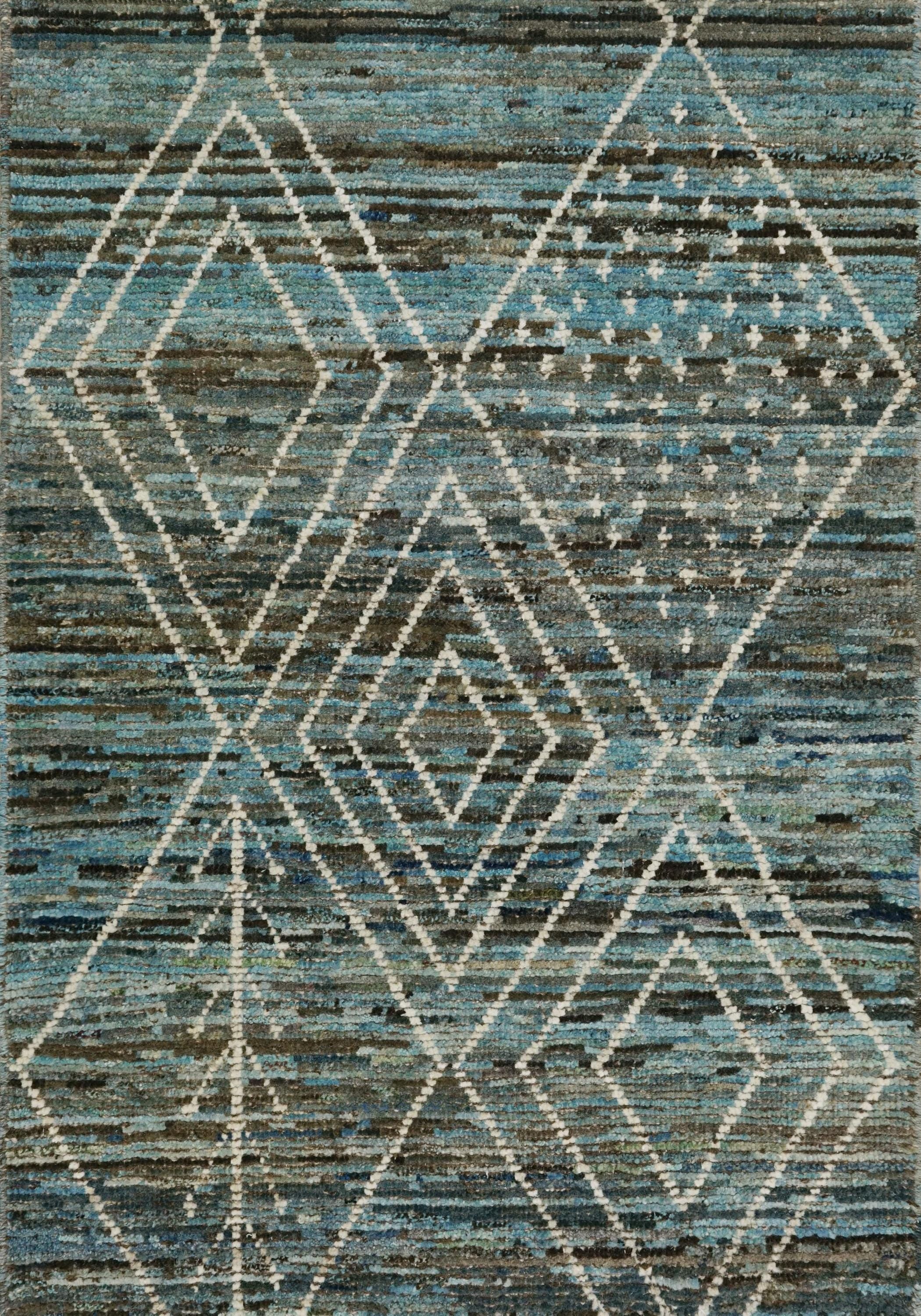 3x5 Ft Cyan Moroccan Rug - Hand Knotted Area Rug