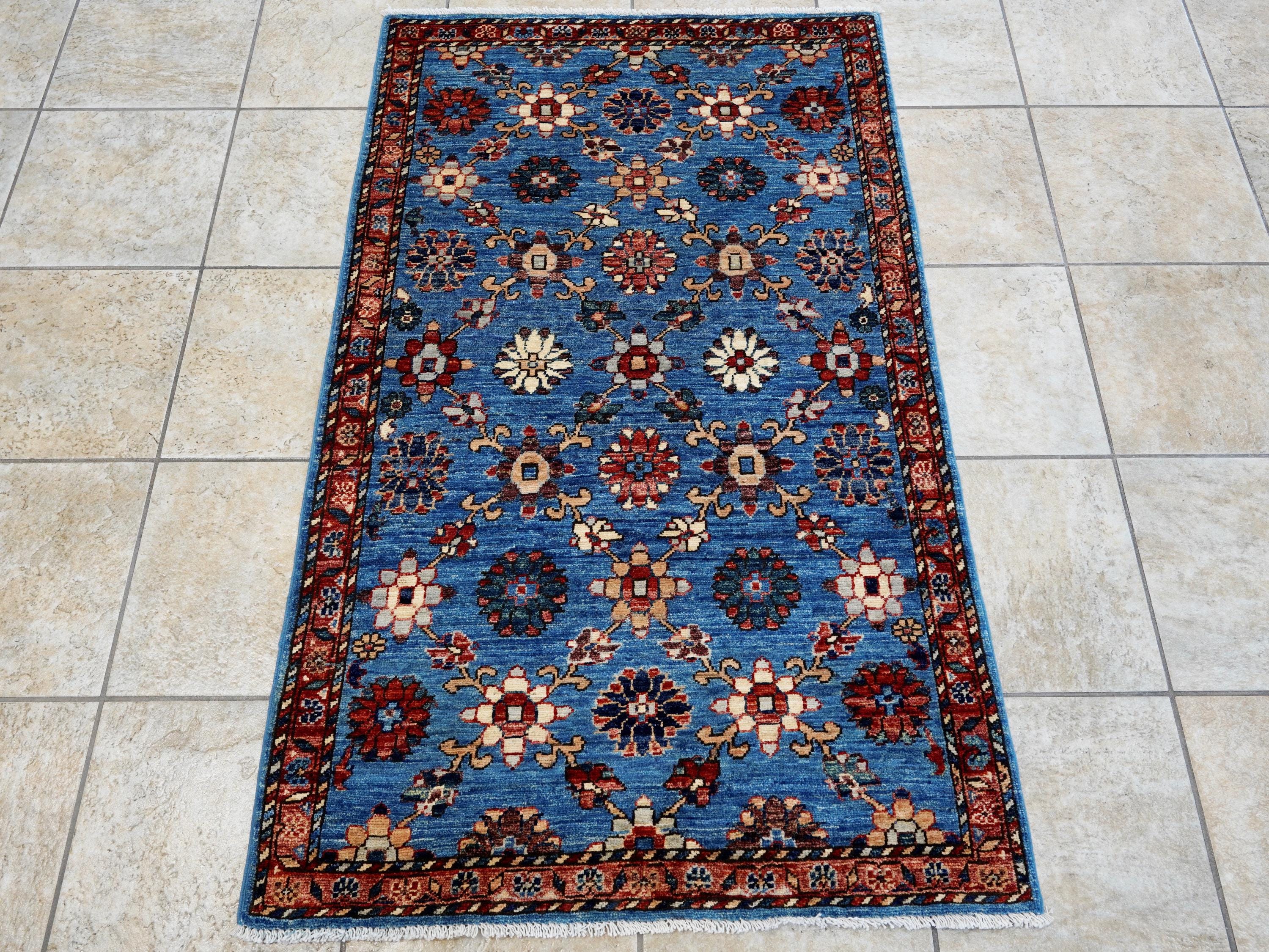 3x5 Ft Blue Serapi Rug - Handmade Afghan Area Rug