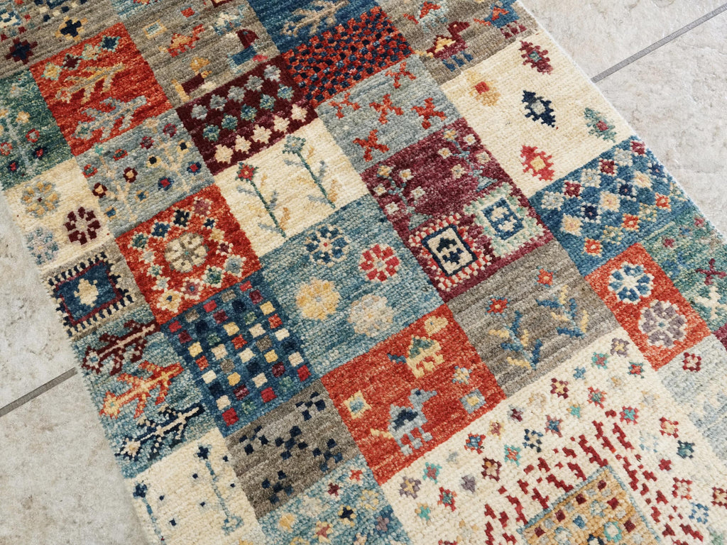 2x3 Ft Handmade Afghan Gabbeh Rug - Colorful Wool Accent Rug