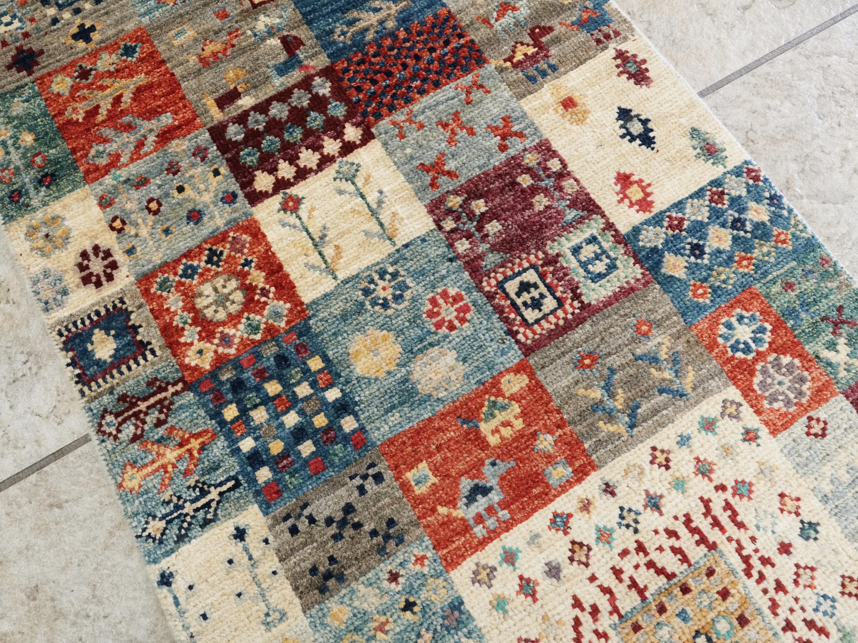 2x3 Ft Handmade Afghan Gabbeh Rug - Colorful Wool Accent Rug