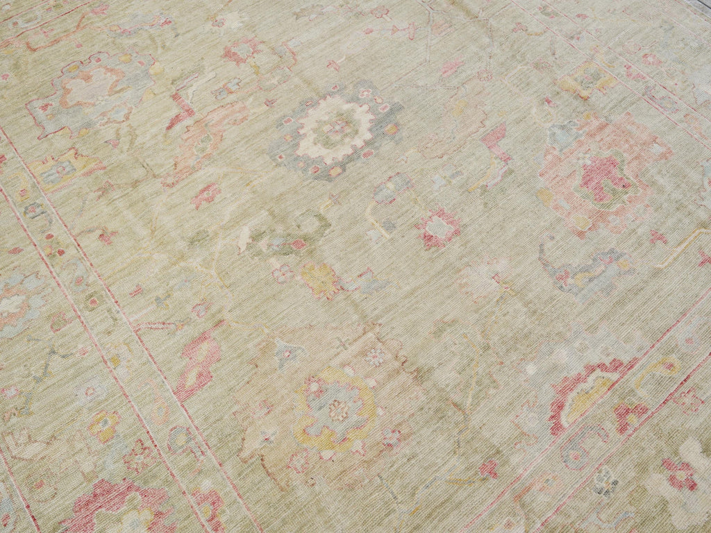 8x10 Ft Light Brown Oushak Rug - Hand Knotted Oriental Rug - Floral Design