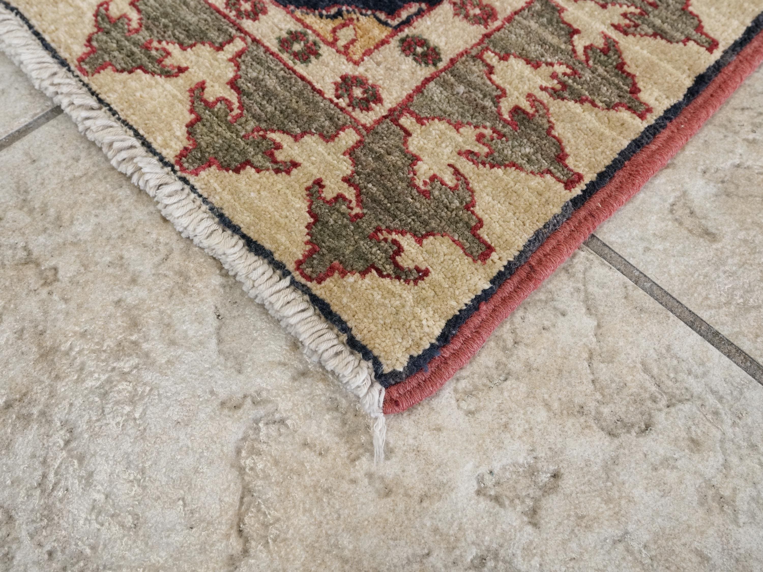 2x3 Ft Hand Knotted Dark Blue Bidjar Rug - Persian Accent Rug