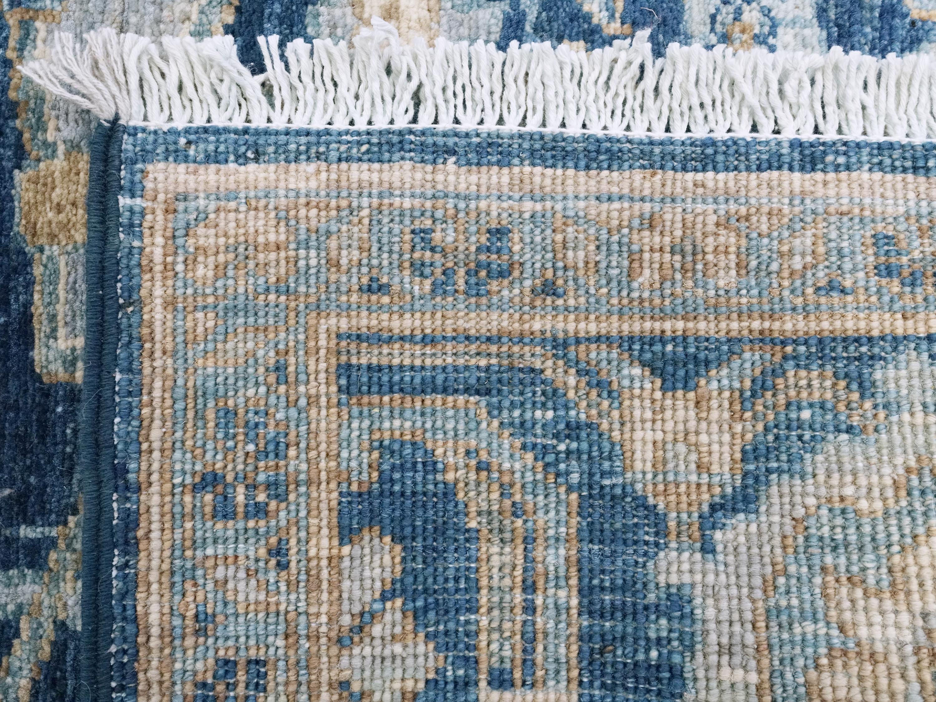 6x9 FT Hand Knotted Blue Serapi Wool Rug - Oriental Area Rug