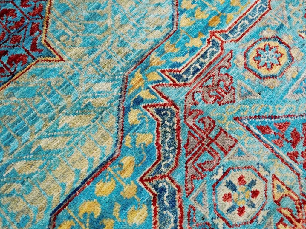 10x14 Ft Light Blue Mamluk Rug - Hand Knotted Afghan Area Rug