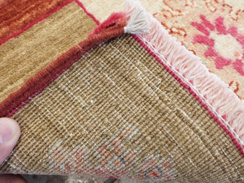 1x2 Ft Yellow Serapi Rug - Hand-Knotted Ghazni Wool - Floral Accent Rug