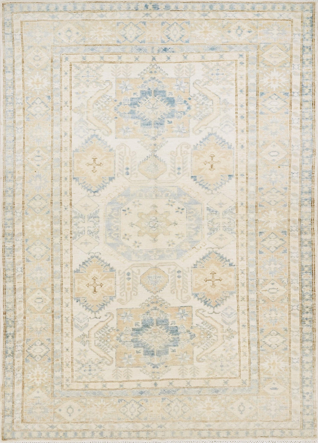 5x8 Ft Beige Heriz Rug - Afghan Wool Area Rug