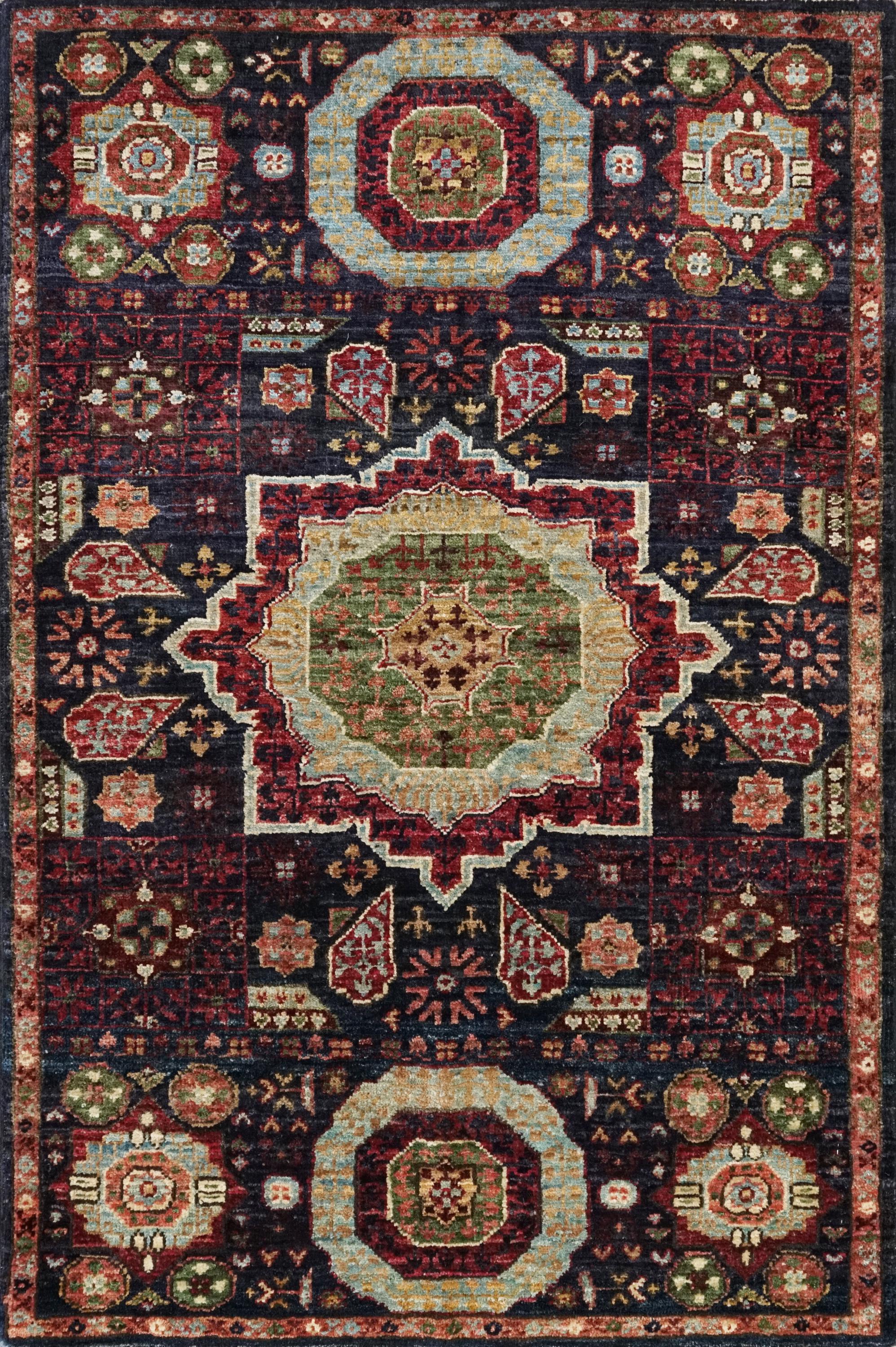 3x4 Ft Black Mamluk Afghan Rug - Handmade Wool Oriental Rug