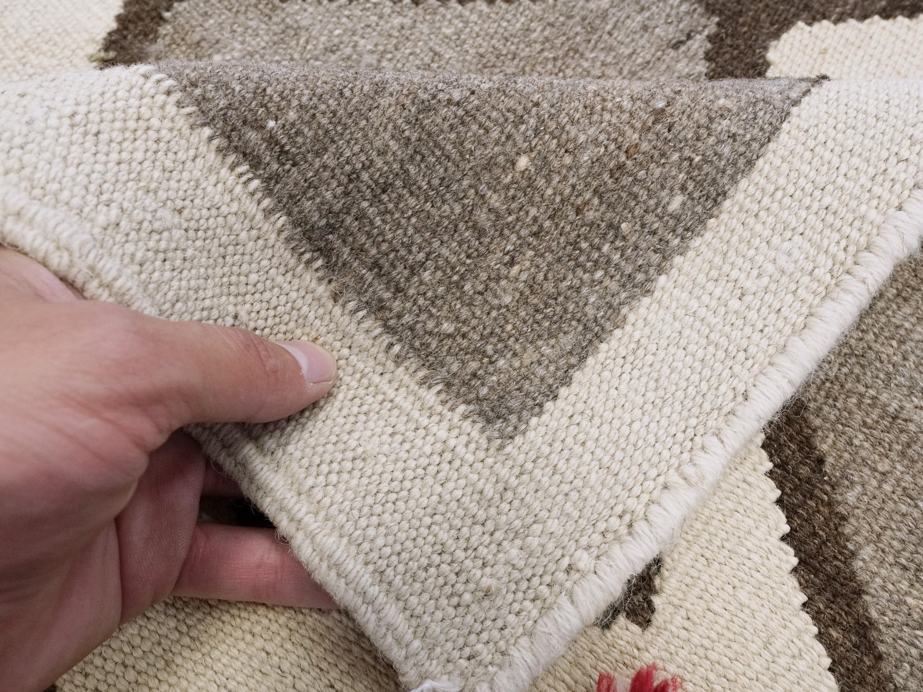 8x10 Ft Brown & Beige Kilim Rug - Flat Weave Area Rug - Tribal Design