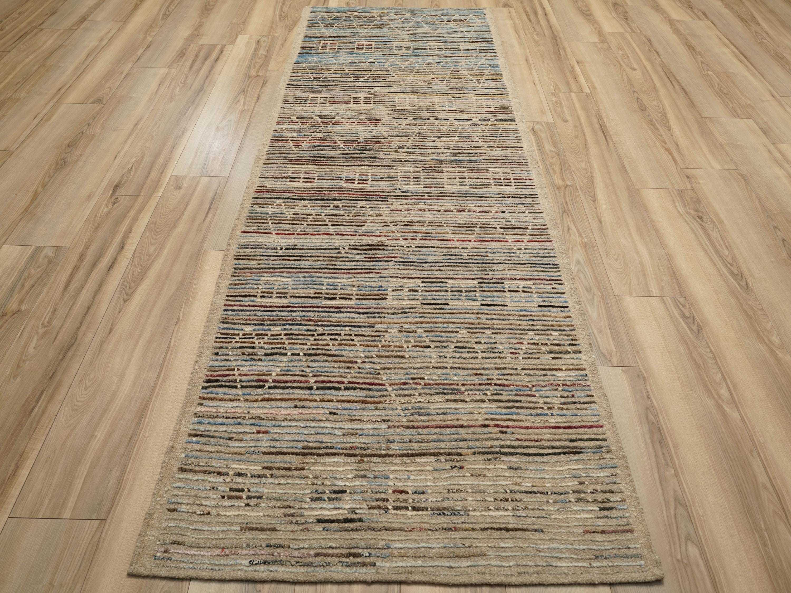 10 Ft Afghan Runner Rug - Handmade Wool Hallway Rug
