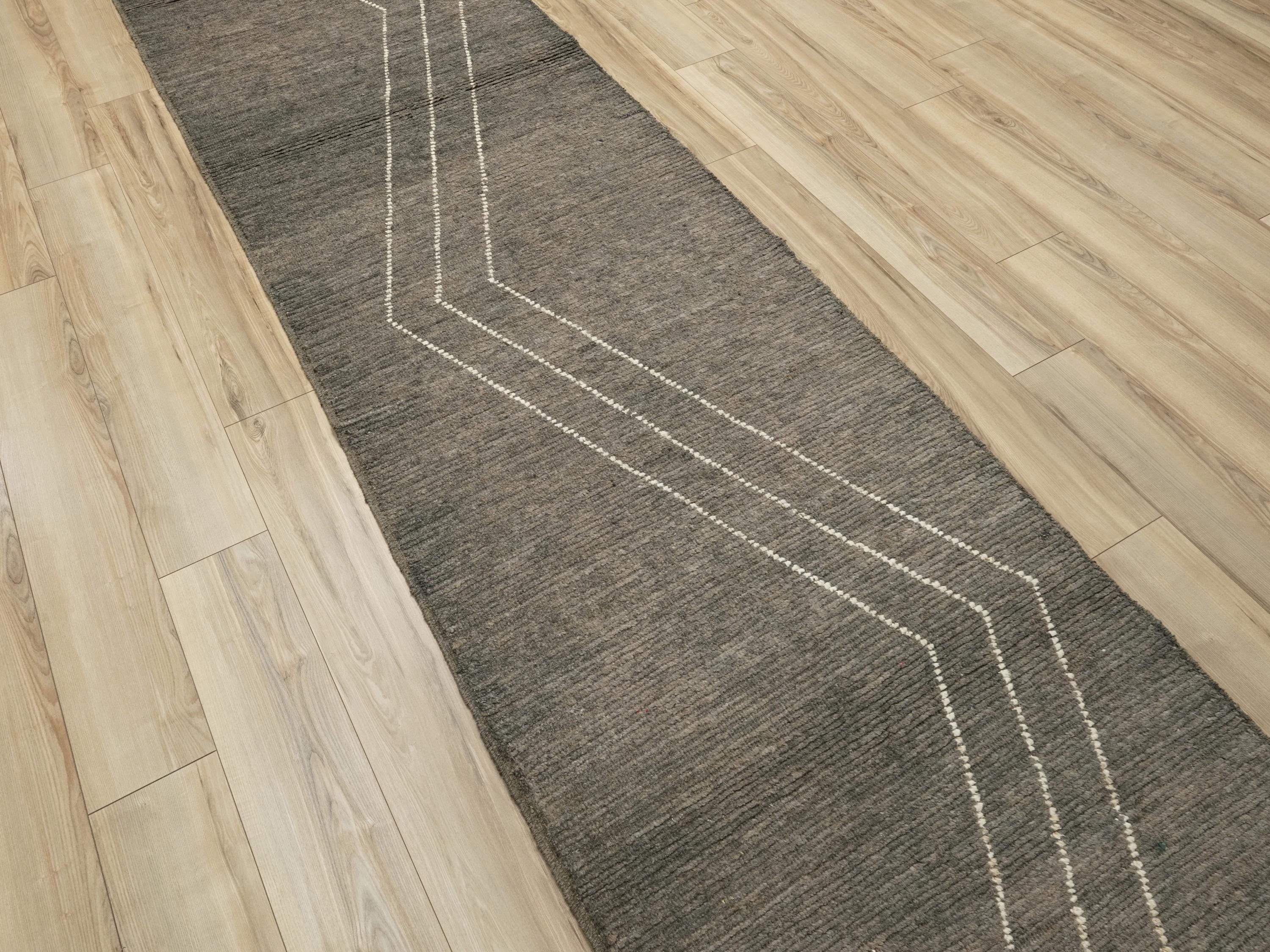 16 Ft Black Moroccan Runner Rug - Afghan Handmade Hallway Rug