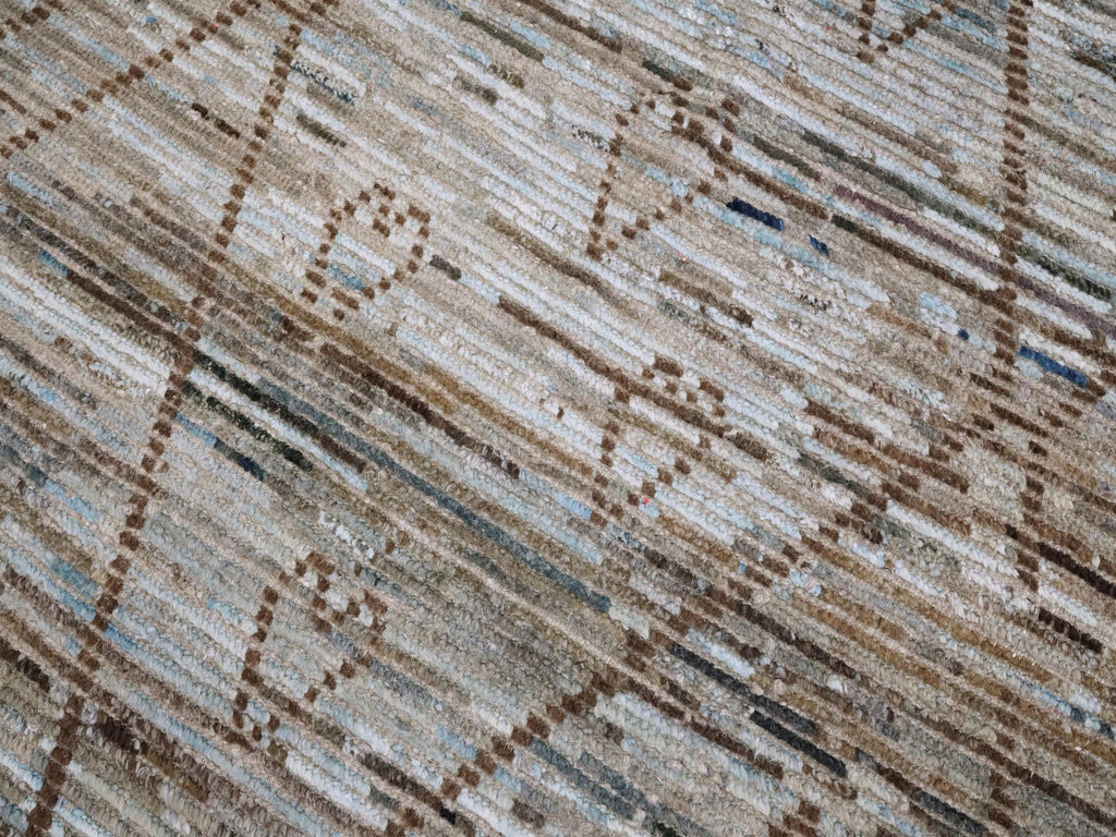 4x6 Ft Blue & Brown Moroccan Rug - Hand Knotted Wool Area Rug