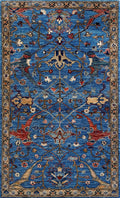 3x5 Ft Blue Bidjar Rug - Handmade Afghan Area Rug