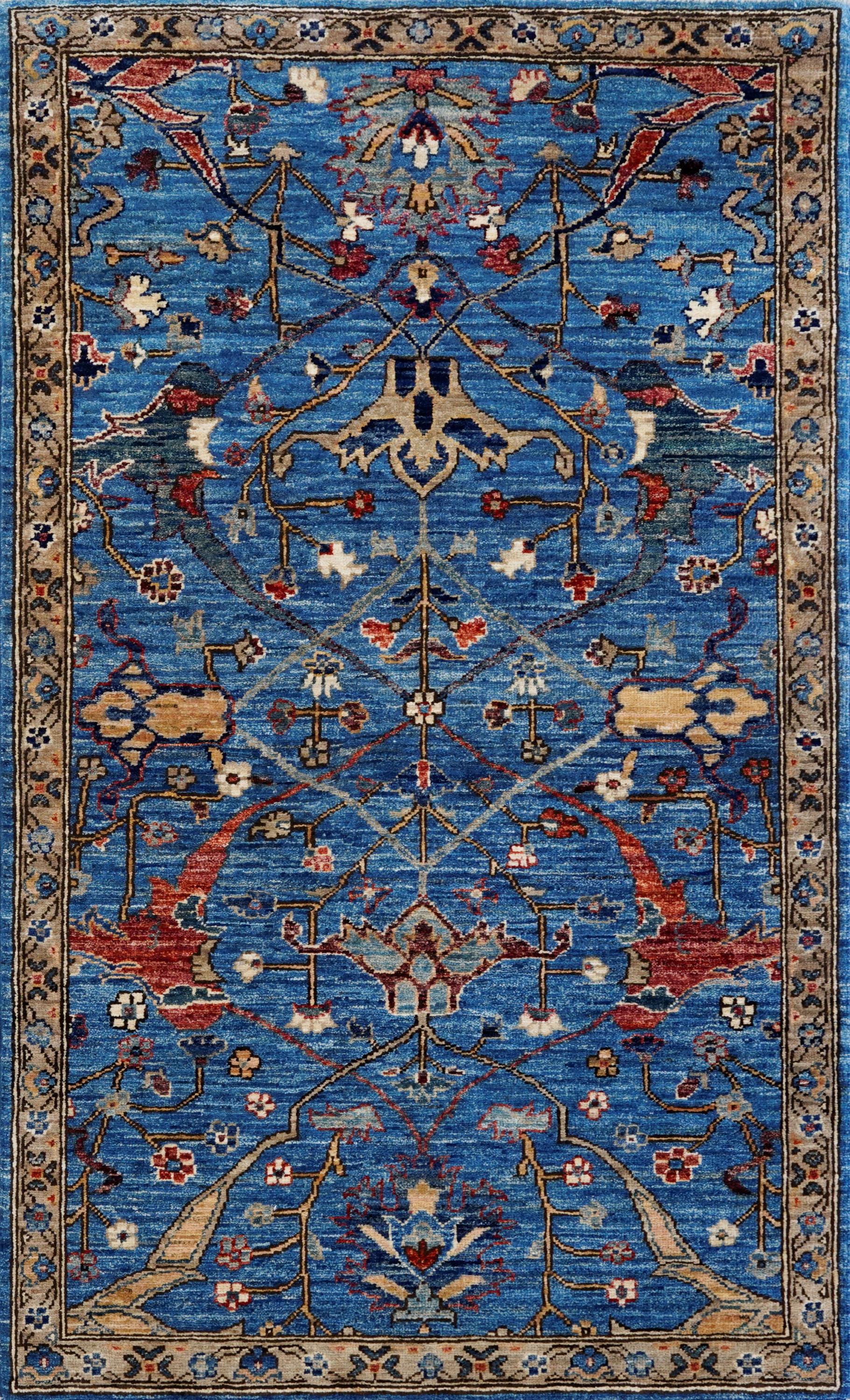 3x5 Ft Blue Bidjar Rug - Handmade Afghan Area Rug