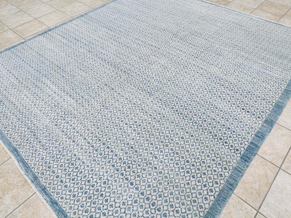 8x10 Ft Blue Gabbeh Rug - Hand Knotted Ghazni Wool Rug