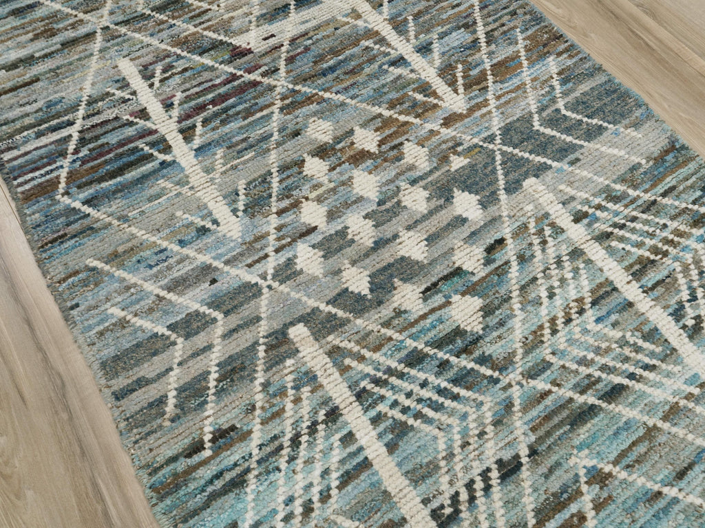 3x5 Ft Blue Moroccan Rug - Hand Knotted Area Rug