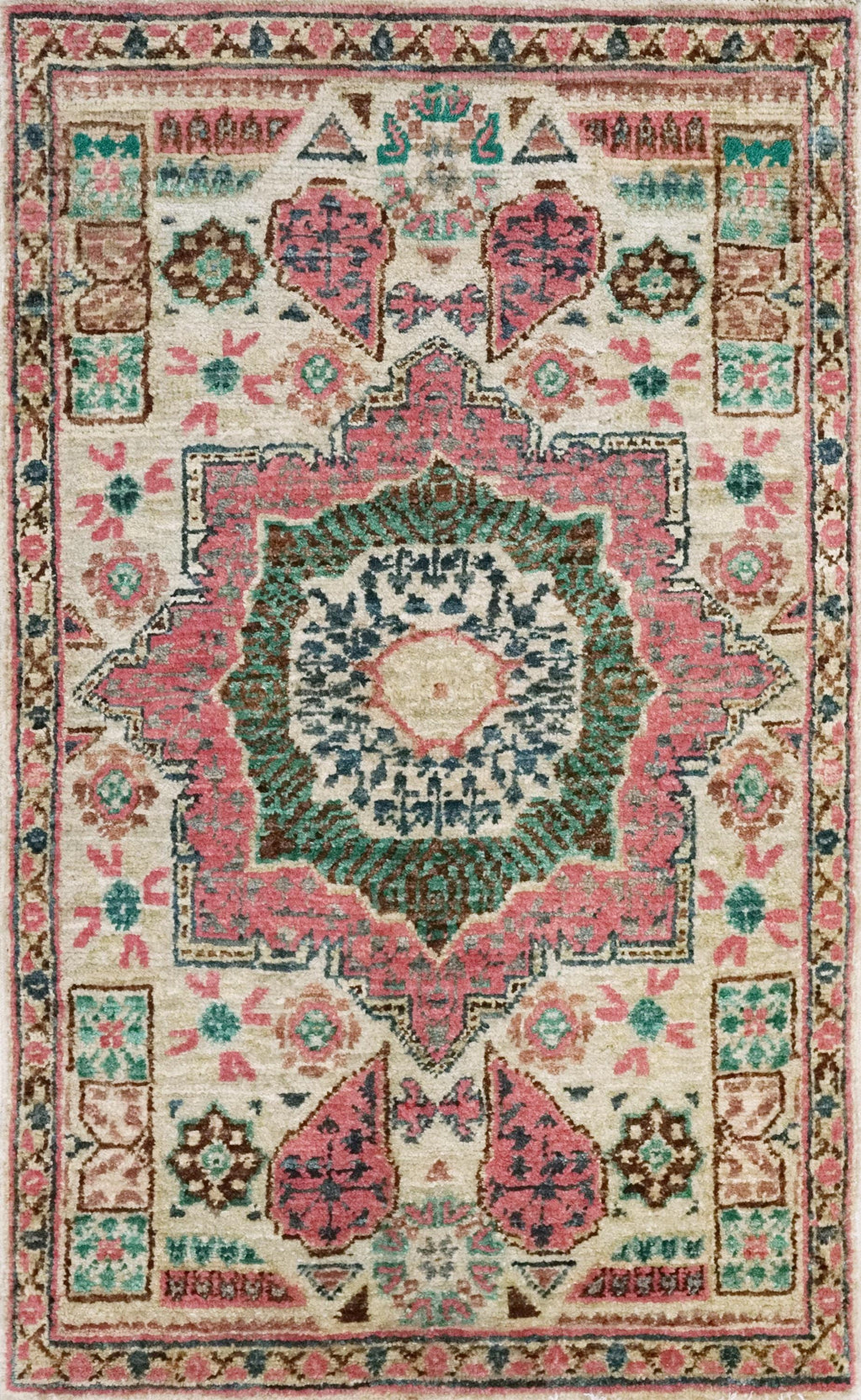 2x3 Ft Pink & Beige Mamluk Rug - Oriental Accent Rug