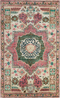 2x3 Ft Pink & Beige Mamluk Rug - Oriental Accent Rug