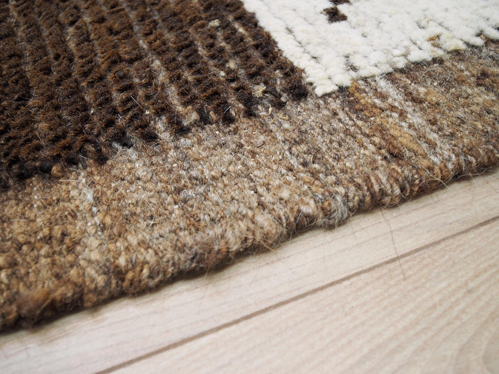 10x12 Ft Hand Knotted Moroccan Rug - Dark Brown Area Rug