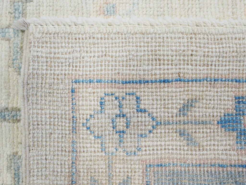 10x14 Ft Blue Oushak Rug - Hand Knotted Afghan Rug - Turkish Floral Design