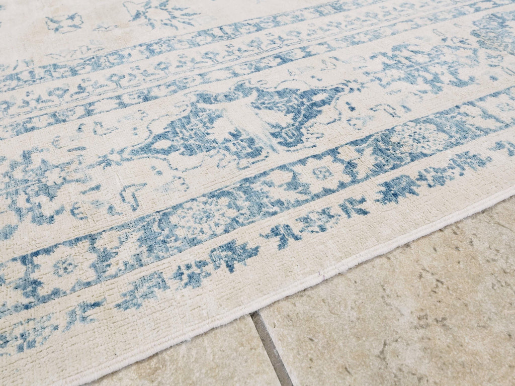 8x10 Ft Vintage Blue Serapi Rug - Hand Knotted Afghan Rug
