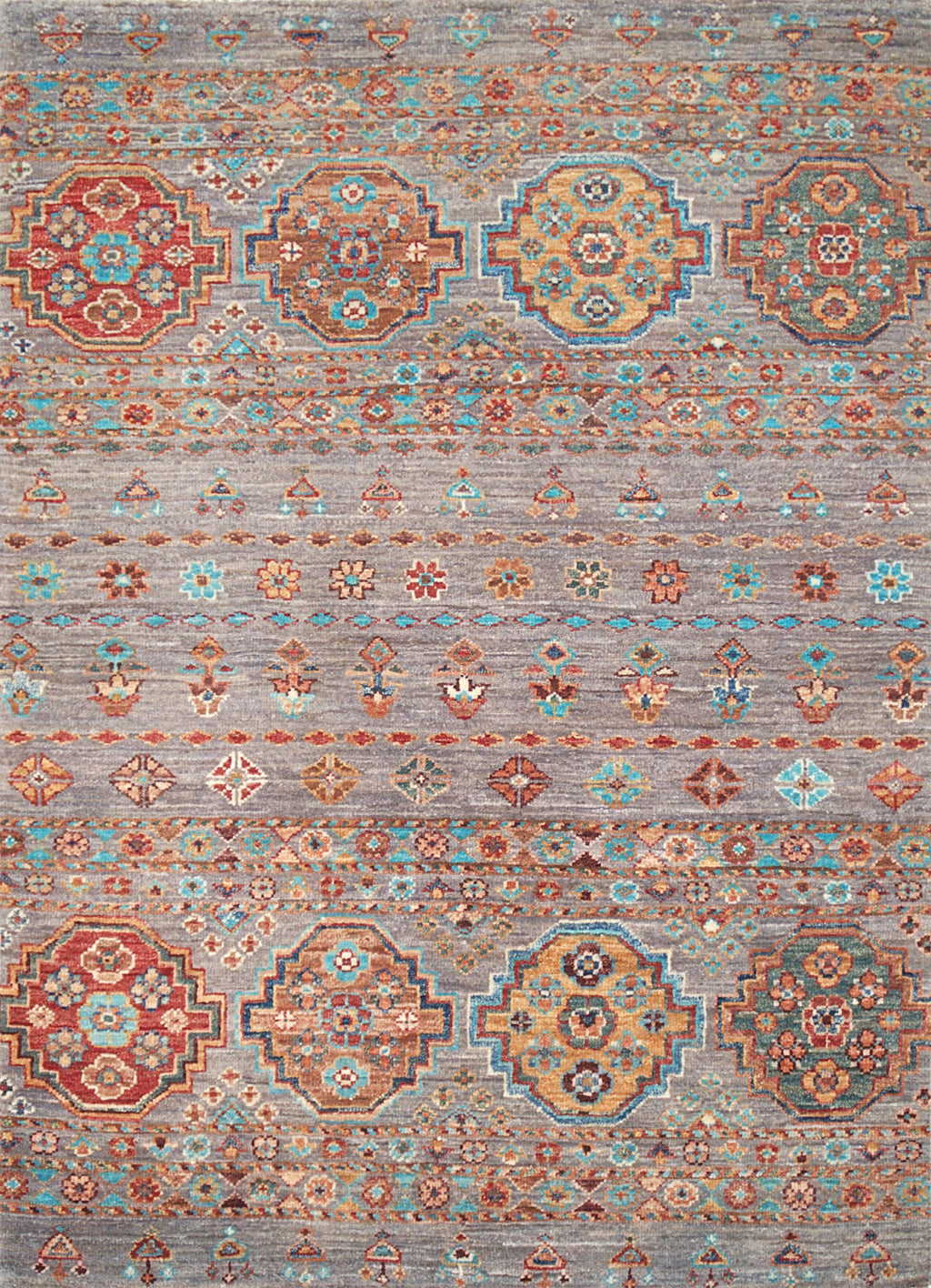 3x5 Ft Gray Khorjan Rug - Oriental Wool Area Rug
