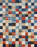 8x10 Ft Hand Knotted Colorful Gabbeh Rug - Geometric Design