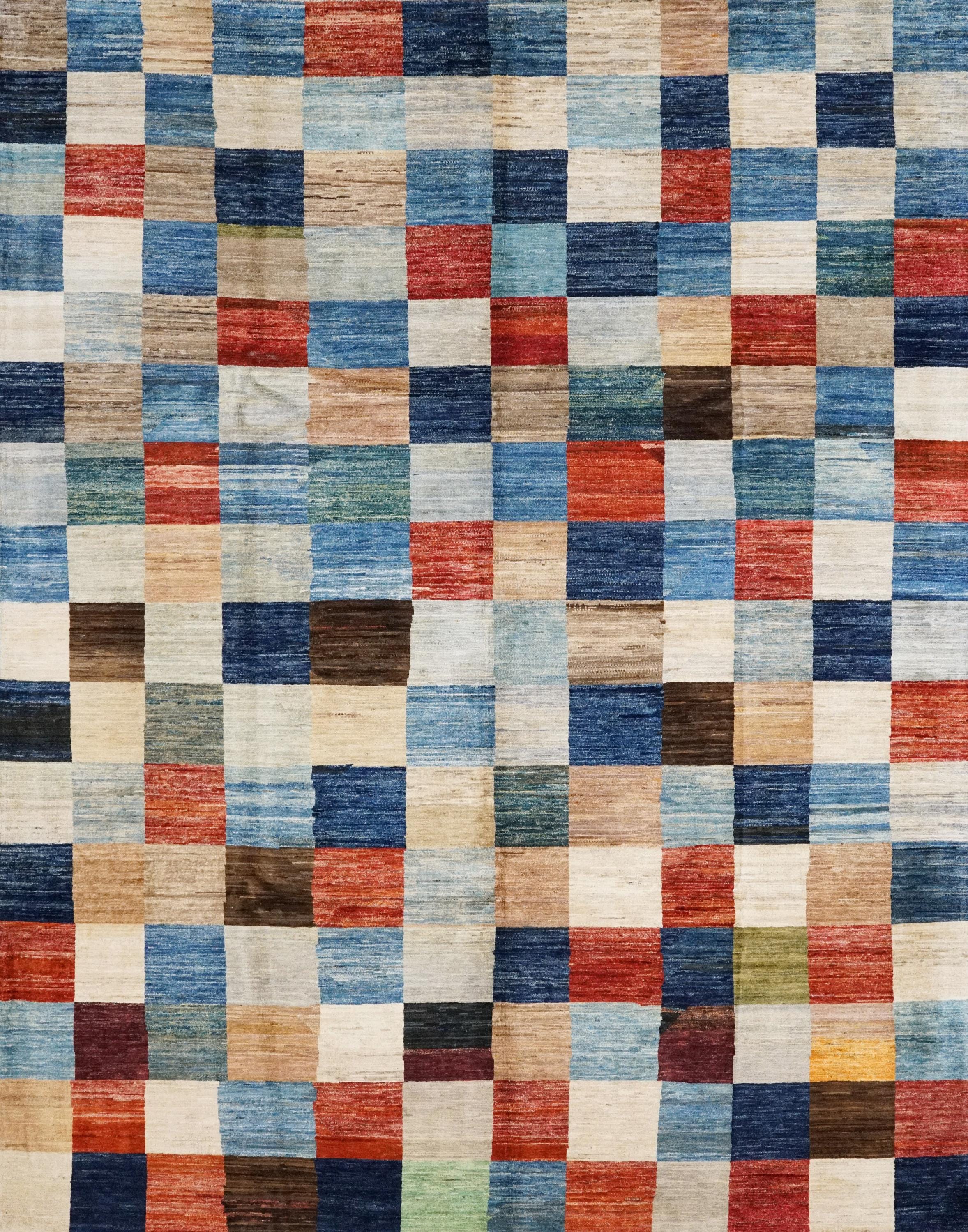 8x10 Ft Hand Knotted Colorful Gabbeh Rug - Geometric Design