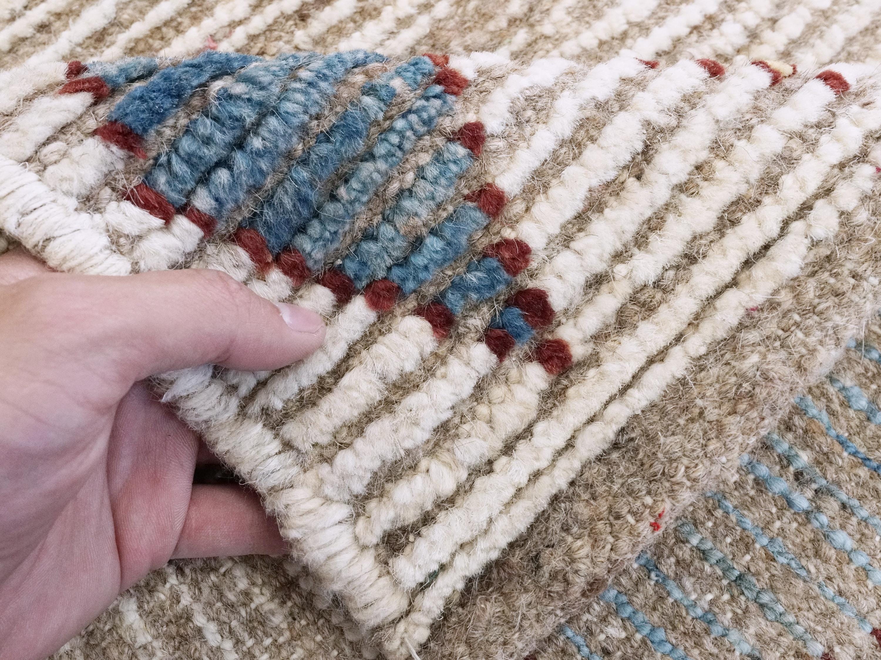 Handmade Beige Moroccan Rug: 6x9 Afghan Wool Floral Area Rug