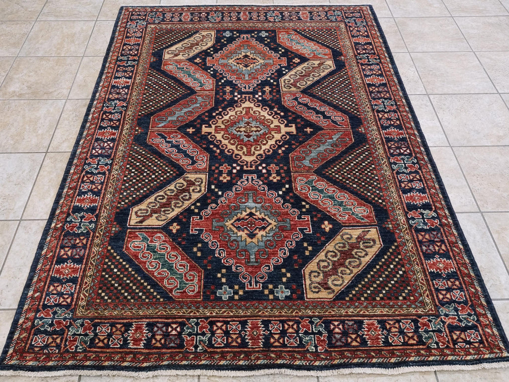 5x7 Ft Blue Heriz Rug - Ghazni Wool Oriental Rug